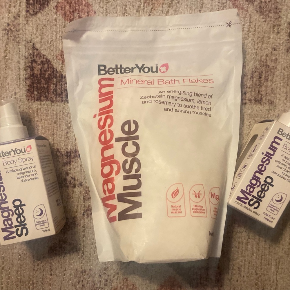 Magnesium Muscle Mineral  Sleep Body Spray & Bath Flakes - White (3pk)